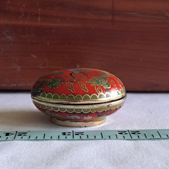 Vintage Cloisonne Dragon Trinket Pill Box - Picture 7 of 10